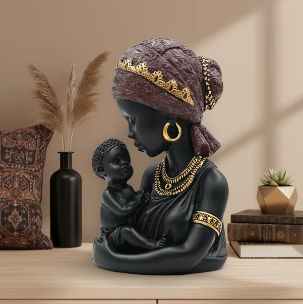 African Home Living Room Decorative Maternal Statue Ornament